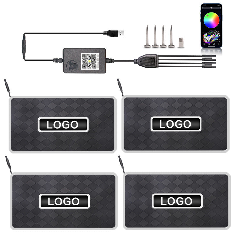 Bluetooth RGB LED Car Floor Mat Atmosphere Light with Voice Control