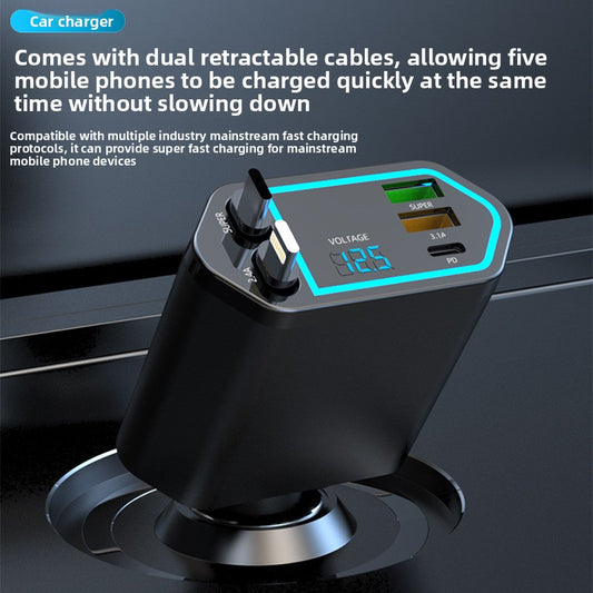 Digital Display 120W Fast Car Charger