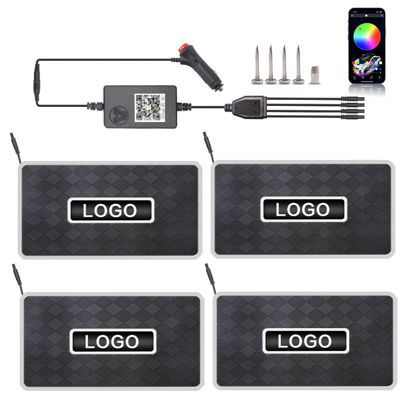 Bluetooth RGB LED Car Floor Mat Atmosphere Light with Voice Control