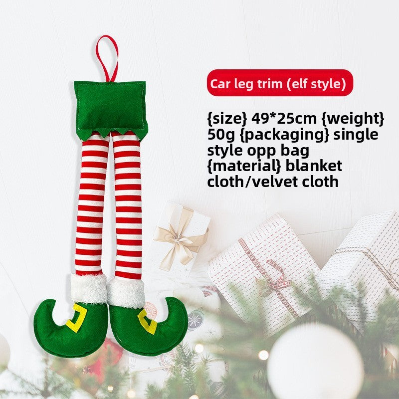 Christmas Striped Elf Leg Car Clip
